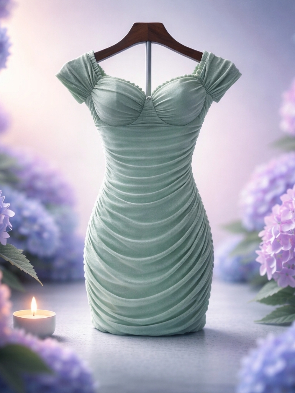 Windsor Sage Green Ruched Off-Shoulder Bodycon Dress Sz XS New With Tags